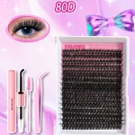 Gene false  smocuri / manuchi Lash Clusters 80D de 9-16mm - 320 smocuri D080-C + 1 Adeziv si penseta